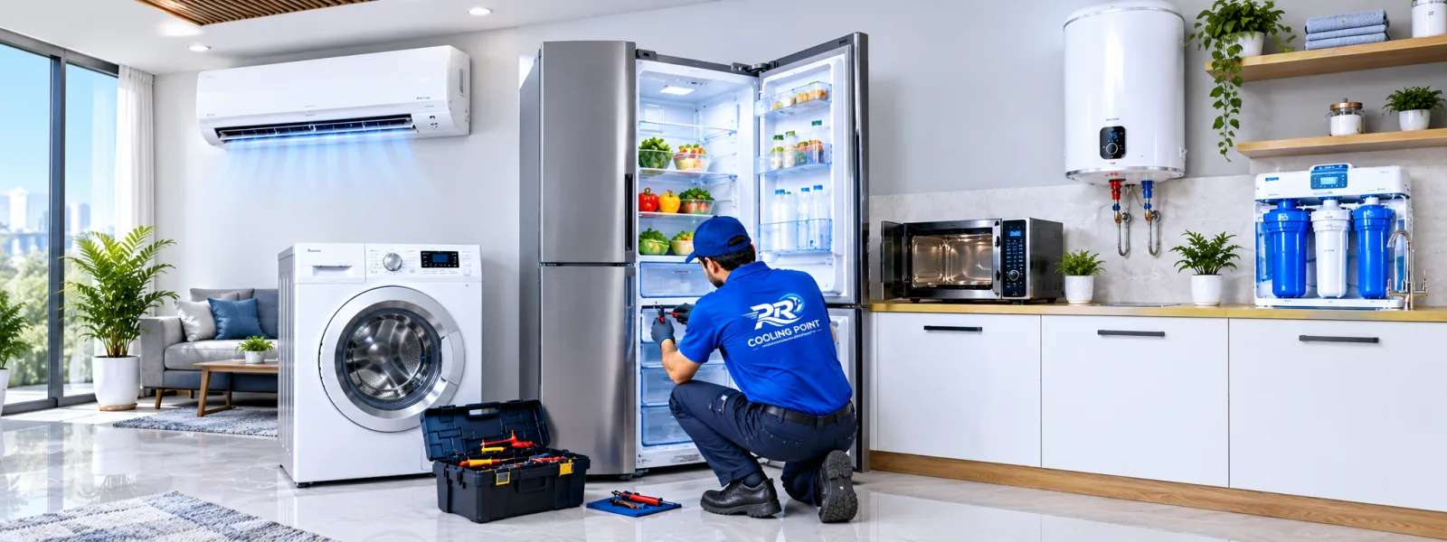 High-resolution home appliance product photography for RR Cooling Point